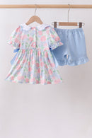 Blue Hydrangea Smocked Pearl Set