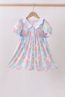 Blue Hydrangea Smocked Pearl Dress