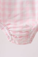 Pink Plaid Bow UPF Swim One-Piece