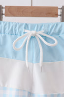 Blue Plaid UPF Swim Trunks