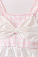 Pink Plaid Bow UPF Swim Set