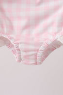 Pink Plaid Bow UPF Swim Set