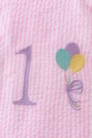 Pink Birthday Balloon Seersucker Bubble