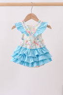 Blue Floral Ruffle Bubble