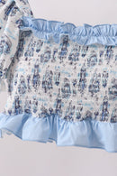 Blue Beach Smocked UPF Women Swim Set