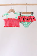 Red Watermelon Smocked UPF Swim Set
