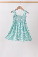 Sage Floral Smocked Dress