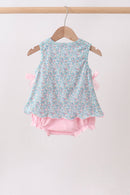 Green Bear Floral Applique Bubble