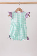 Mint Puppy Plaid Embroidered Bubble