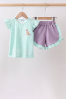 Mint Puppy Plaid Embroidered Set