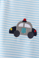 Blue Police Car Stripe Embroidered Set
