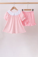 Pink Apple Bus Smocked Ruffle Set