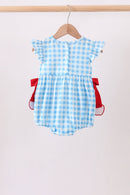 Blue Apple Appliqué Gingham Bubble