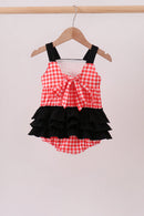 Red Character Plaid Embroidered Bubble
