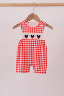 Red Character Plaid Embroidered Jon Jon