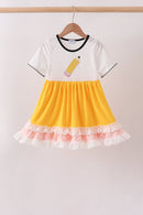 Mustard Pencil Ruffle Dress