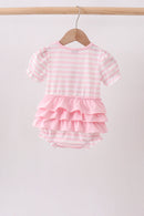 Pink Stripe Apple Book Applique Bubble