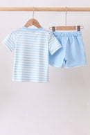 Blue Stripe Apple Book Appliqué Set