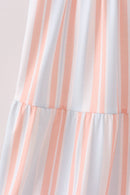 Multicolored Stripe Smocked Tiered Women Dress
