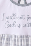 Blue Faith Quote Embroidered Dress