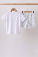 Blue Faith Quote Embroidered Shorts Set