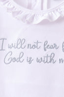 Blue Faith Quote Embroidered Ruffle Shorts Set