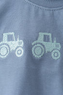 Blue Farm Tractor Embroidered Bubble