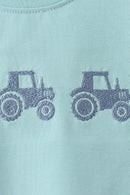 Blue Farm Tractor Embroidered Set