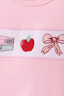 Pink Apple Embroidered Ruffle Set