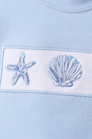 Blue Shells Embroidered Shorts Set