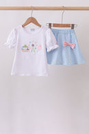 Carousel Embroidered Skorts Set