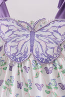 Purple Butterfly Applique Shorts Set