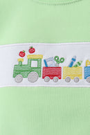 Green Train Embroidered Seersucker Set