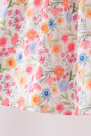 Coral Jesus Loves me Embroidered Floral Shorts Set