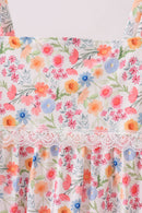 Coral Floral Print Mom Lace Dress