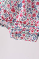 Blue Floral Smocked Ruffle Bubble