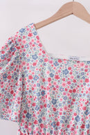 Blue Floral Print Mom Dress
