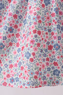 Blue Floral Smocked Ruffle Dress
