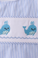 Blue Whale Embroidered Seersucker Jon Jon