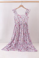 Purple Garden Ruffle Mom Dress