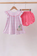 Pink Puppy Applique Ruffle Set
