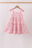 Pink Floral Tiered Dress