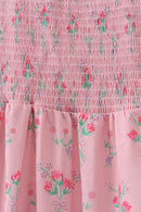 Pink Floral Smocked Mom Dress