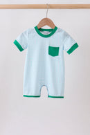 Green grid pocket romper