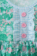 Green house floral Ruffle Dress