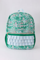 Green floral ruffle backpack