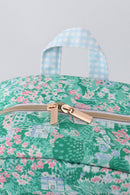 Green floral ruffle backpack