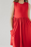 Red Tank Pocket Twirl Dress