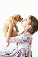 Puppy Party 3/4 Sleeve Pocket Twirl Dress