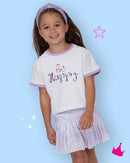 Azarhia Girls Sequin Be Happy White Boxy Tee | Boutique Graphic Shirt